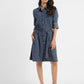 Women's Solid Mid Indigo Shirt Collar Dresses - 0fcc10a5-3753-425a-8377-9f05f51993f8 View