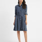 Women's Solid Mid Indigo Shirt Collar Dresses - cf913aa6-c37c-45ee-bfdc-5ca2a476c409 View