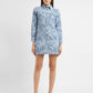 Women's Printed Spread Collar Denim Dress - 15b35212-872f-4f32-a0b7-06eb432e54b1 View