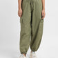 Women's High Rise Green Loose Tapered Fit Trousers - 10b91ef8-fd68-4e35-a63a-1eca9b11d78d View