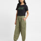 Women's High Rise Green Loose Tapered Fit Trousers - 1229ef66-c002-4bdd-872d-74bf352f3a65 View