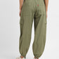 Women's High Rise Green Loose Tapered Fit Trousers - 9bae434d-cc55-48c8-963d-a248ecee32ee View