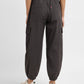 Women's High Rise Black Loose Tapered Fit Trousers - b3d59838-dfee-4041-887b-d52537f7bf69 View
