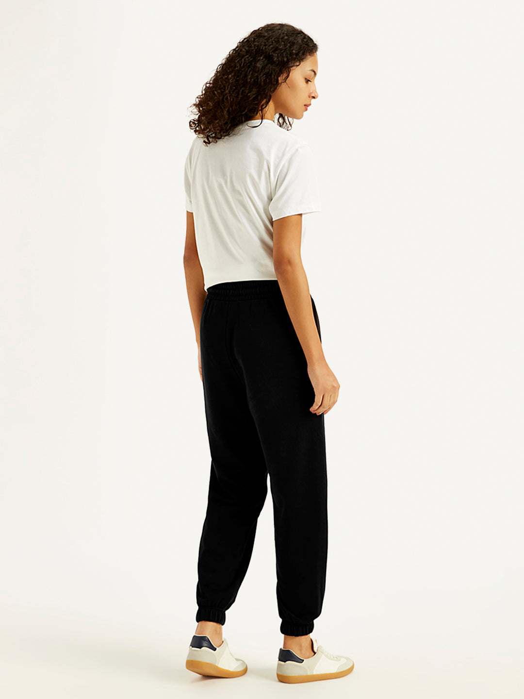 Women's Mid Rise Black Joggers - Back View