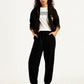 Women's Mid Rise Black Joggers - Styleshot View