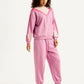 Women's Mid Rise Pink Joggers - Side View
