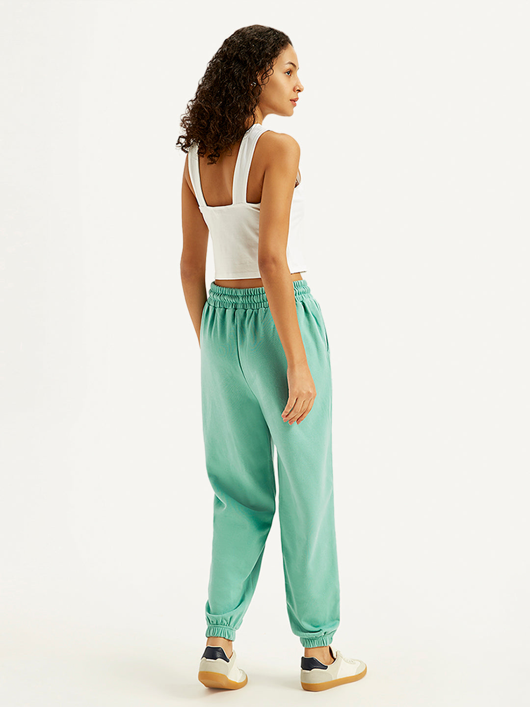 Women's Mid Rise Green Joggers - Back View