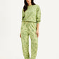 Women's Mid Rise Green Joggers - Front View
