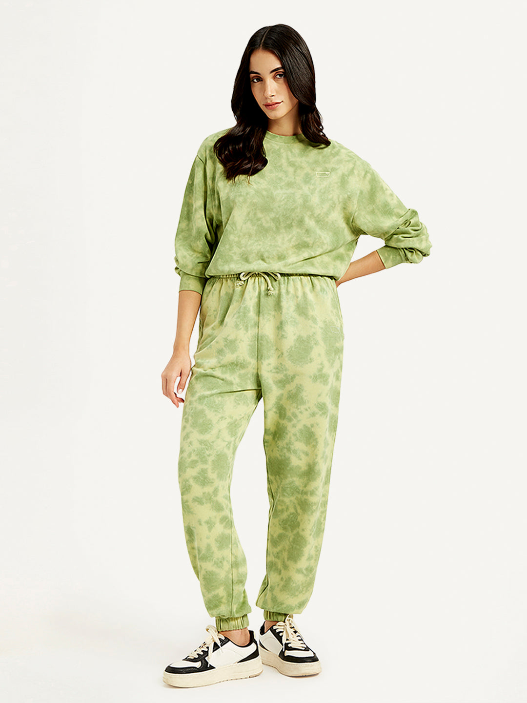 Women's Mid Rise Green Joggers - Styleshot View
