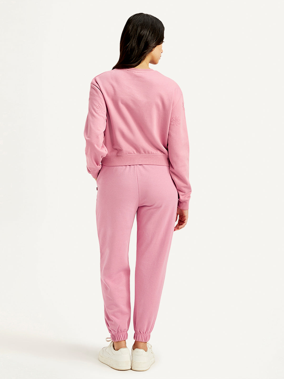 Women's Mid Rise Pink Joggers - Back View