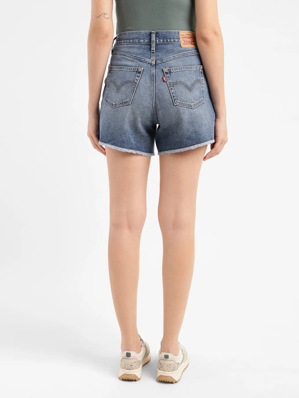 Women's High Rise Mid Indigo Regular Fit Denim Shorts - 6239ce2f-5fca-4bf3-9007-67876f80fa93 View