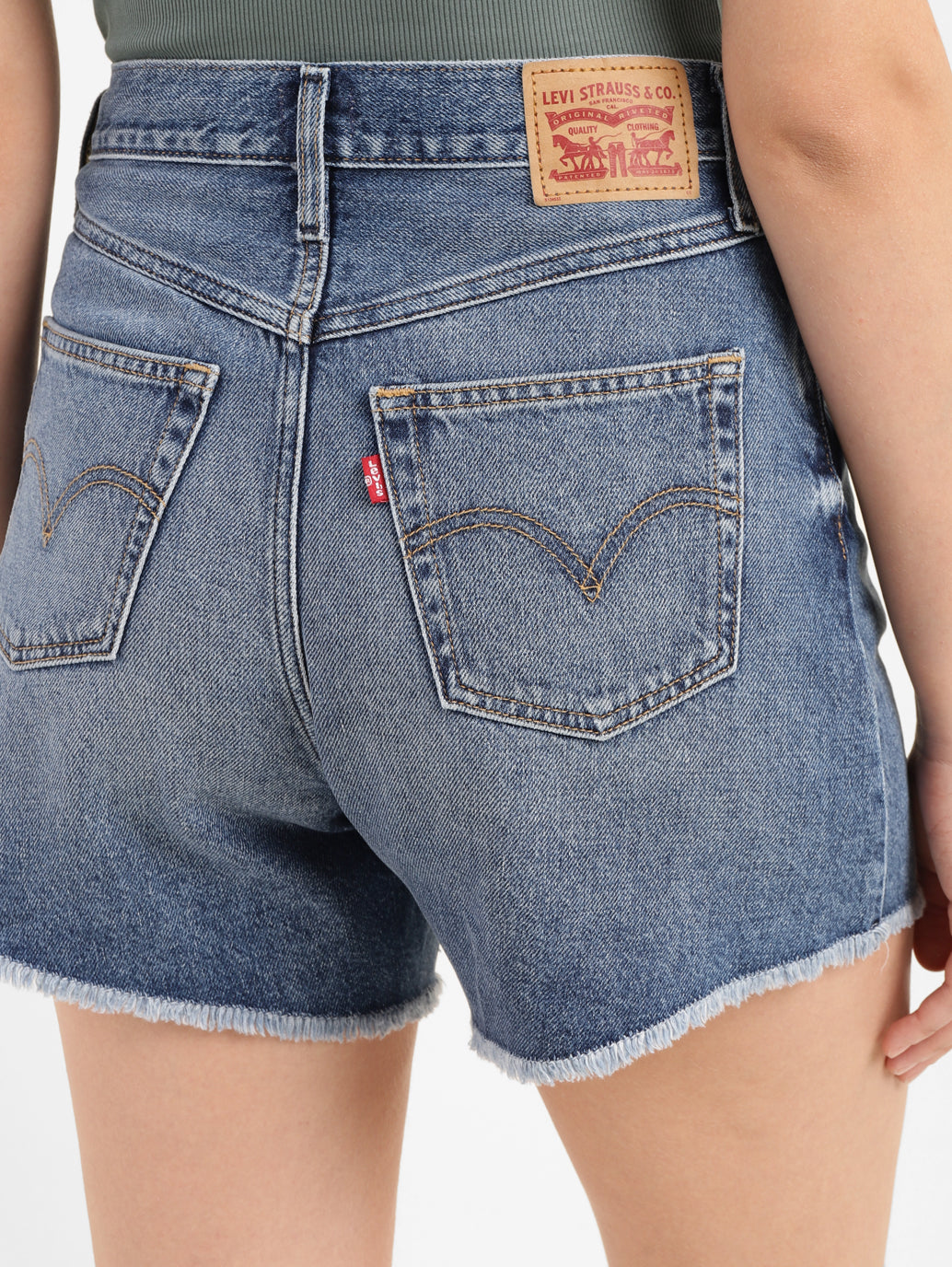 Women's High Rise Mid Indigo Regular Fit Denim Shorts - bab18a66-afcc-43ef-8009-c7c8e7e2bbde View