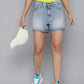 Women's High Rise Light Indigo Regular Fit Denim Shorts - 1 View