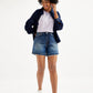 Women's Mid Rise Navy Relaxed Fit Denim Shorts - f9718d20-b1e6-4b51-9389-3372e5b9ff5b View