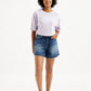 Women's Mid Rise Navy Relaxed Fit Denim Shorts - cef22ee0-00ea-4dd9-9315-d161c7f27a6d View