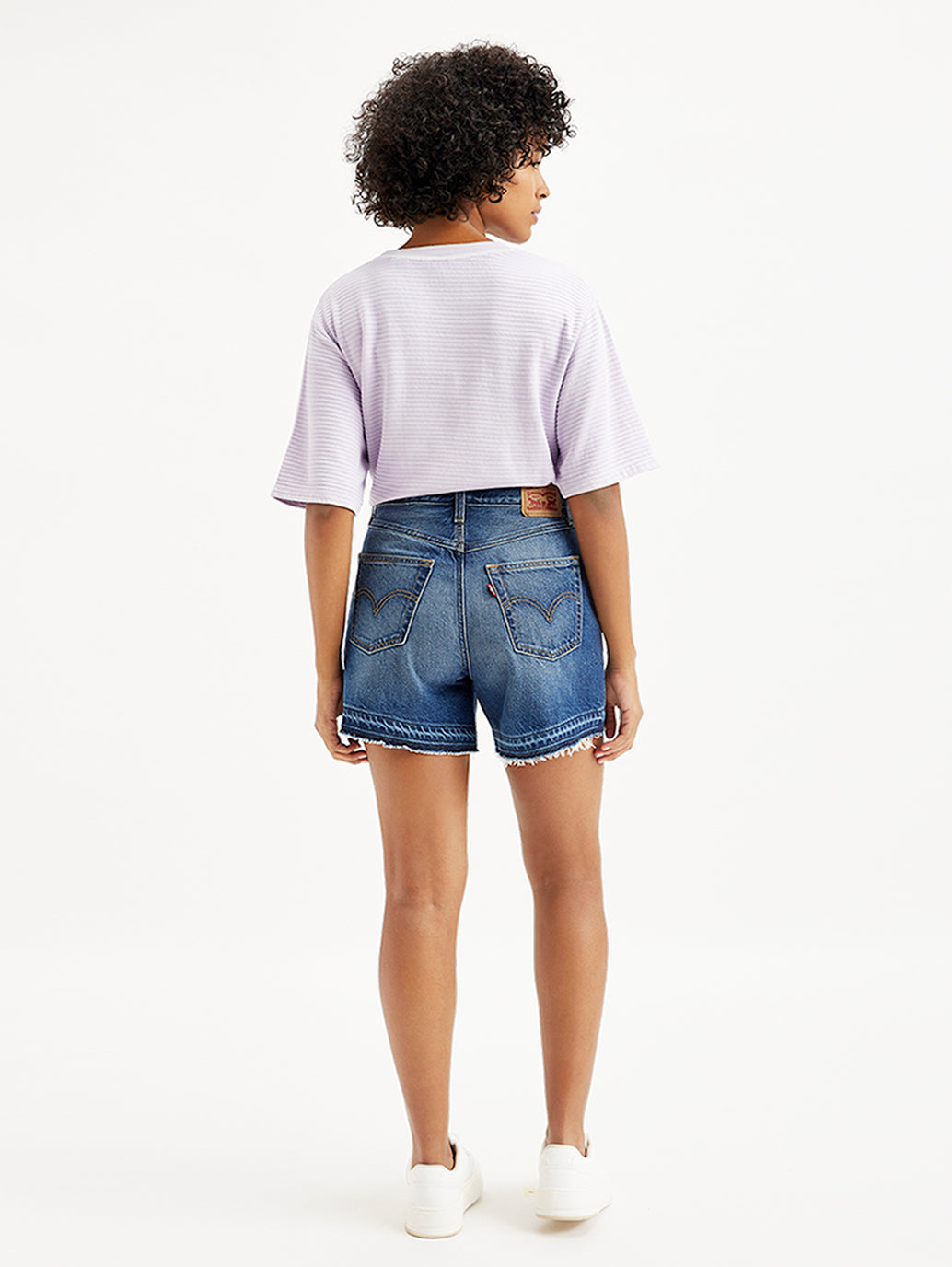 Women's Mid Rise Navy Relaxed Fit Denim Shorts - 40840c6a-23a8-4f45-ad07-4a597c76b887 View