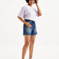 Women's Mid Rise Navy Relaxed Fit Denim Shorts - 17d0d9a0-9690-4d4a-9897-2babb59125bf View