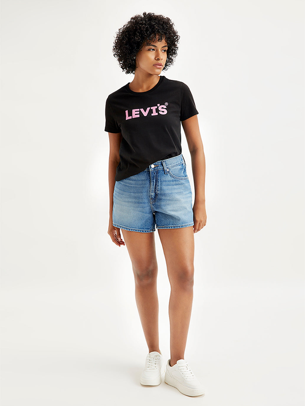 Women's Mid Rise Blue Relaxed Fit Denim Shorts - 6b6933ca-b389-4405-acbd-593c37594411 View