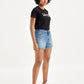 Women's Mid Rise Blue Relaxed Fit Denim Shorts - 9ab39a42-db79-4bac-8bd2-59e2a1333f65 View