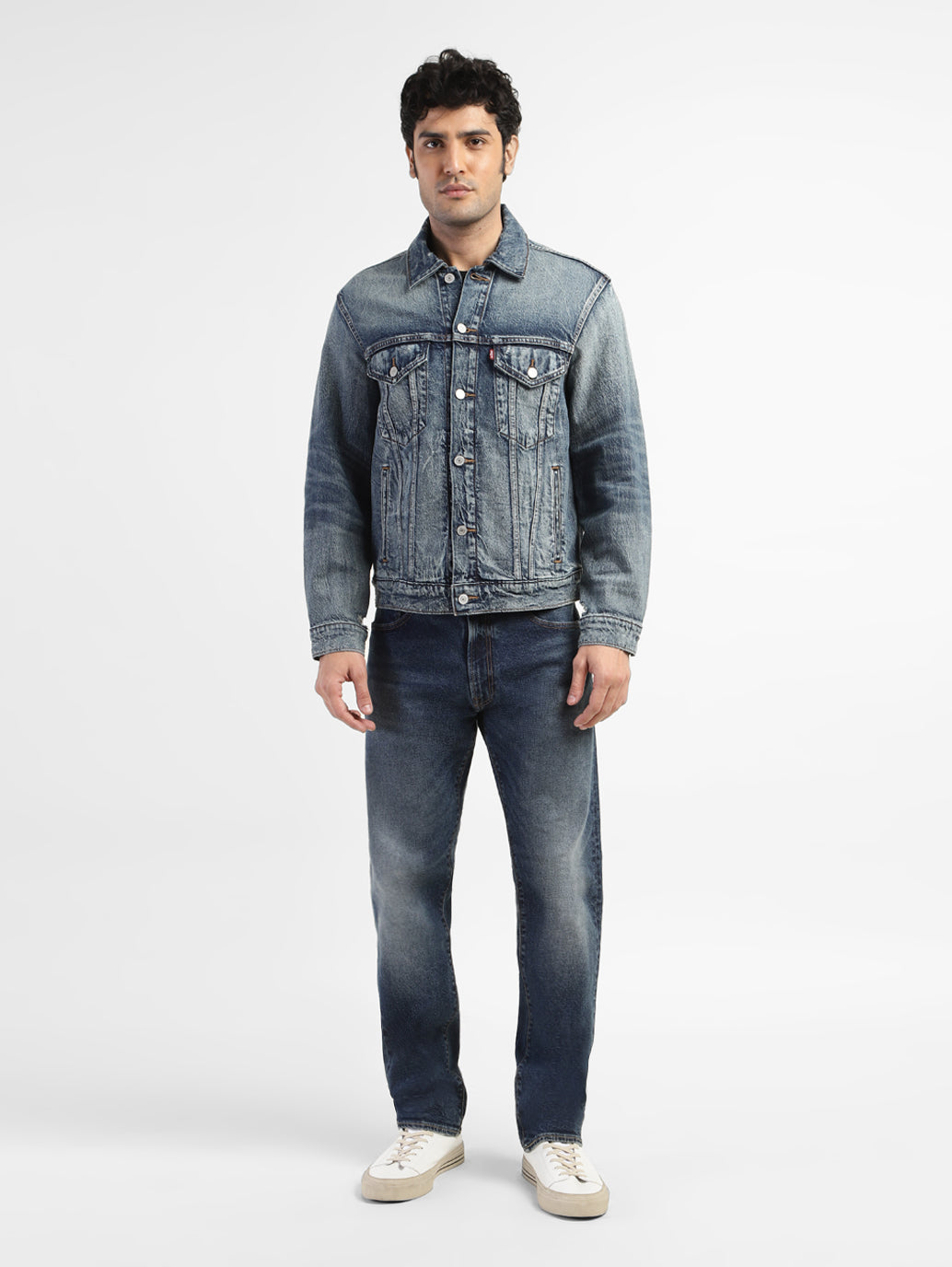 Men's Solid Blue Shirt Collar Denim Jacket - 48f4523e-6965-43fa-8615-ab06e1295915 View