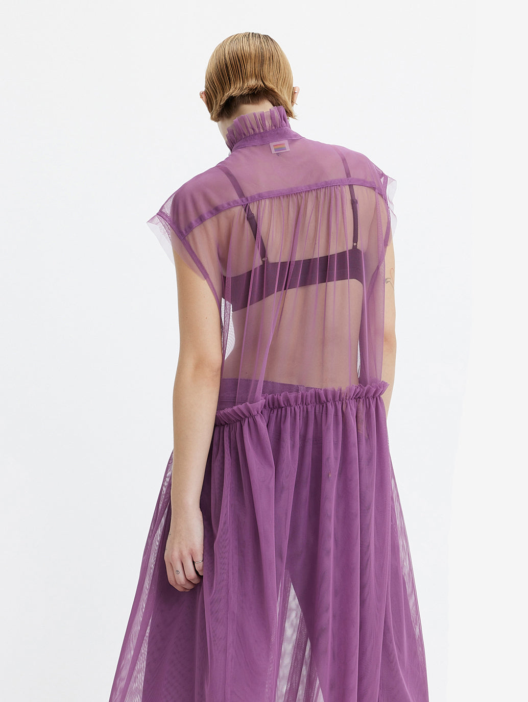 Women's High Neck Net A-Line Sheer Midi Dress - ebccf63e-ebe5-4276-9594-080cb804c12c View