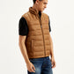 Men's Quilted Brown High Neck Puffer Jacket - Side View