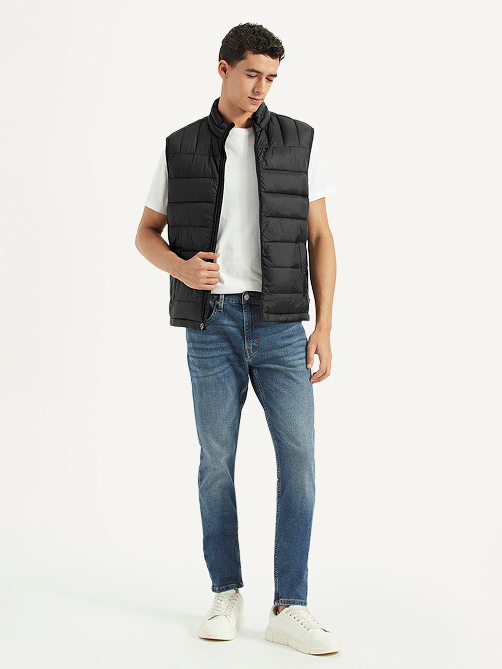 Men's Quilted Black Collar Neck Jacket