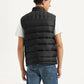 Men's Quilted Black Collar Neck Jacket - Back View