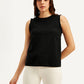 Women's Textured Black Round Neck Top - Front View