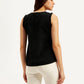 Women's Textured Black Round Neck Top - Back View