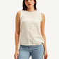 Women's Textured White Round Neck Top - Front View