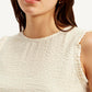 Women's Textured White Round Neck Top - Detail View