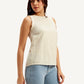 Women's Textured White Round Neck Top - Side View