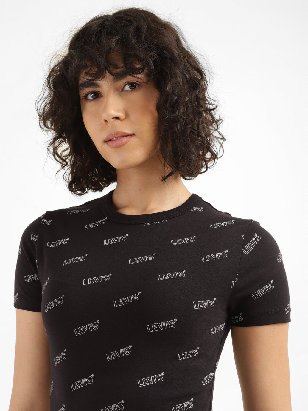 Women's Printed Slim Fit T-shirt - FrontDetails View