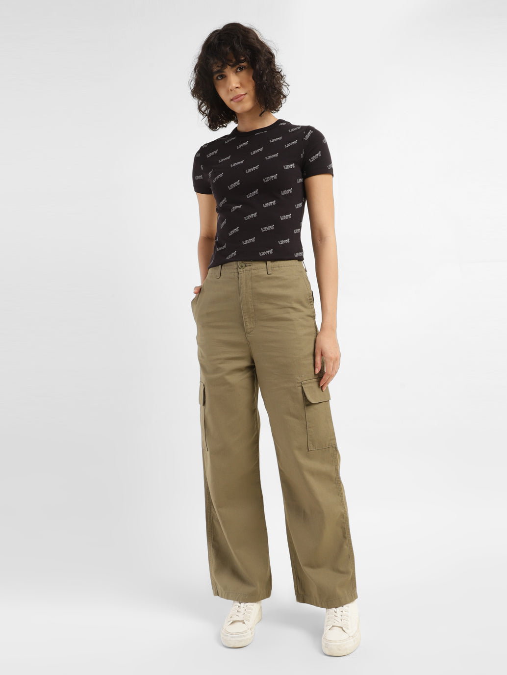 Women's Printed Slim Fit T-shirt - ModelFront View