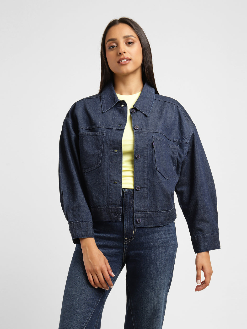 Levi's x Deepika Padukone Solid Navy Shirt Collar Jacket