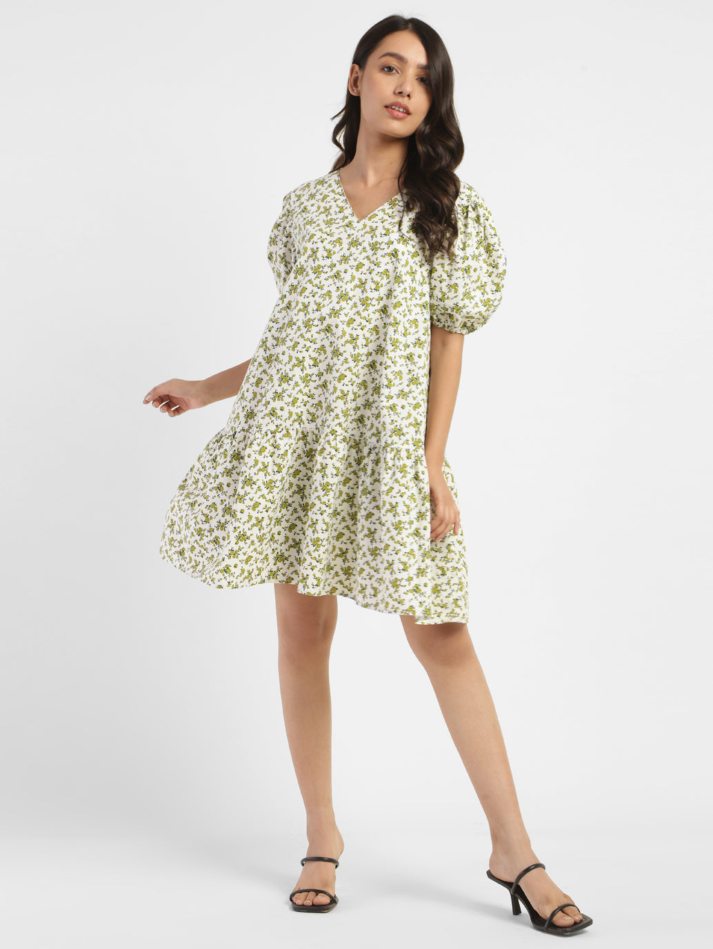 Women's Floral Print V Neck Dress