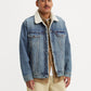 Men's Solid Blue Spread Collar Denim Jacket - Styleshot View