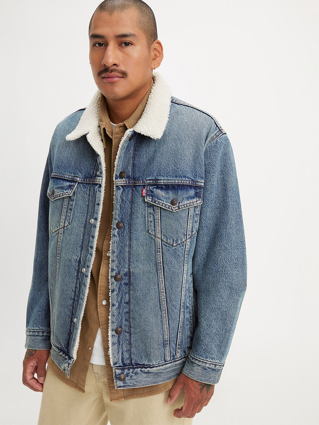 Men's Solid Blue Spread Collar Denim Jacket - 99427c0f-8d71-498a-ae29-a41eb45ccad7 View