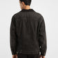 Men's Solid Black Collar Neck Trucker Jacket - 75d23b94-1278-4561-afe7-61eb6efc3687 View