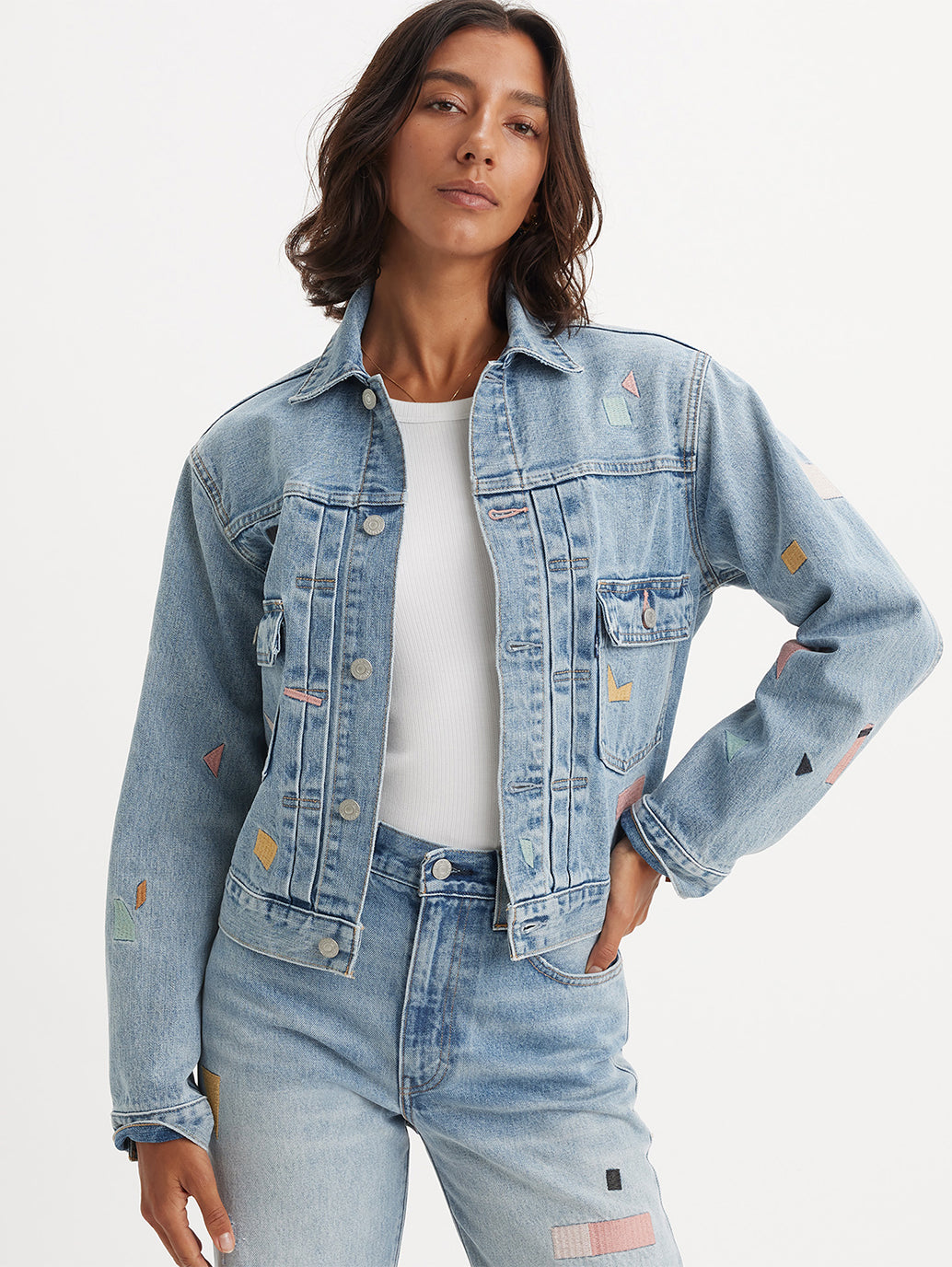 Women's Type II Trucker Denim Jacket - StyleShot View