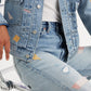 Women's Blue Loose Fit Mid Rise Jeans - FrontDetails View