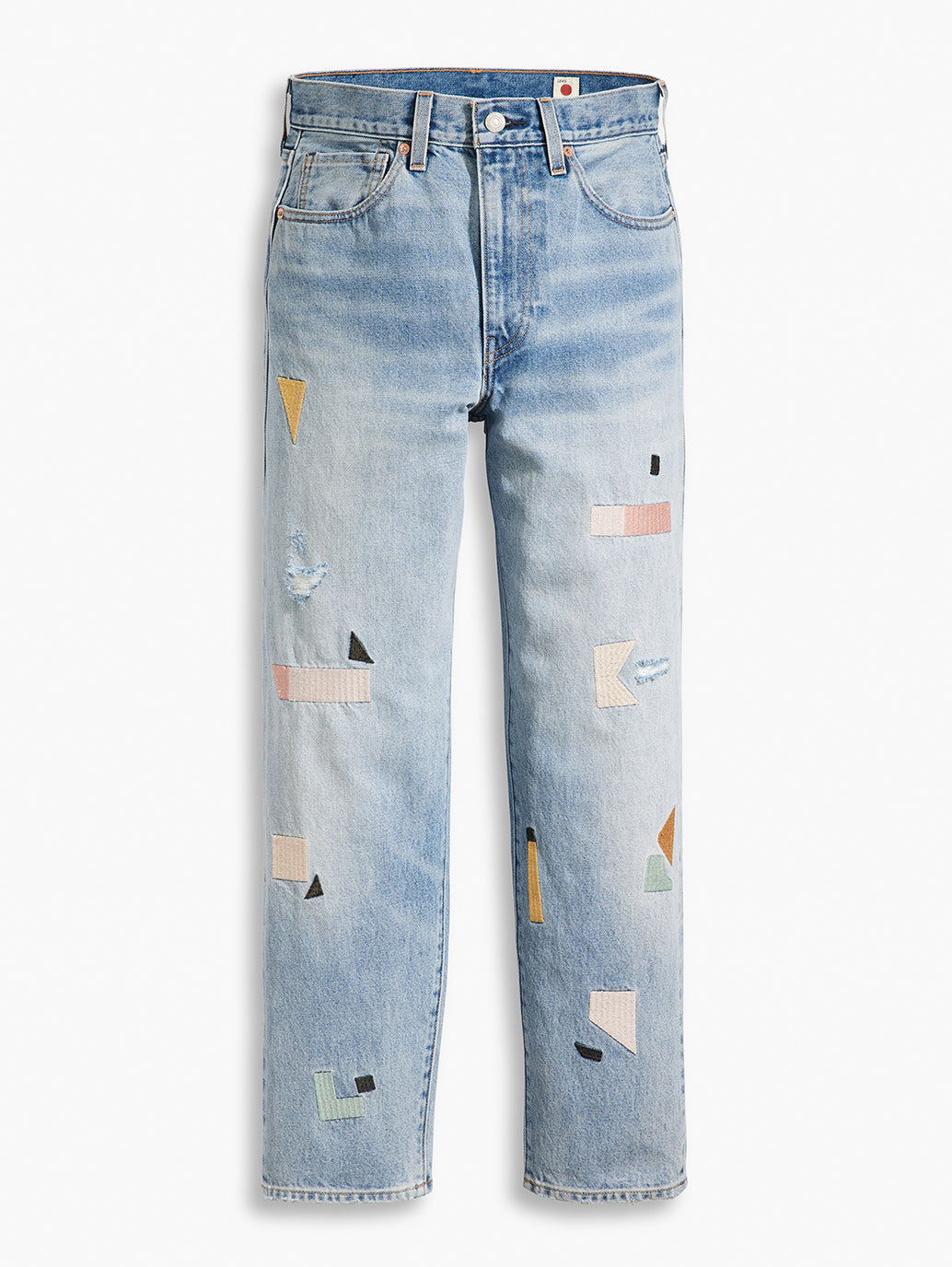 Women's Blue Loose Fit Mid Rise Jeans - FlatlayFront View