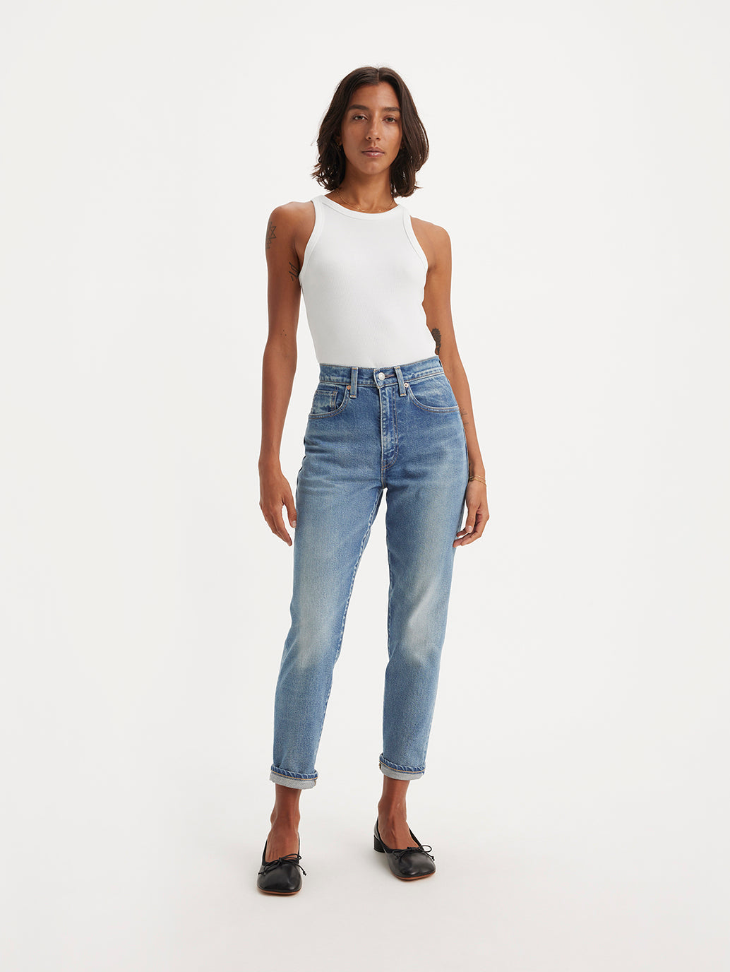 Women's Blue Loose Fit High Rise Boyfriend Jeans - 3618d678-4d8e-40ea-be2b-20204c4b1452 View