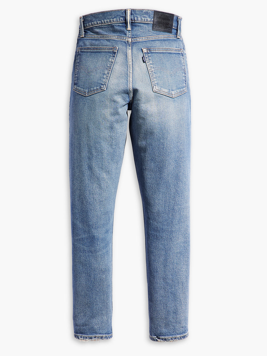 Women's Blue Loose Fit High Rise Boyfriend Jeans - FlatlayBack View