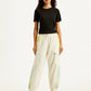 Women's Mid Rise White Track Pants - Front View