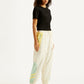 Women's Mid Rise White Track Pants - Side View