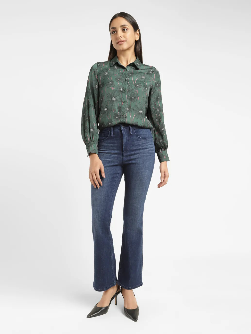 Women's Redloop 725 Blue Flared Fit High Rise Jeans - 74cb5c18-f730-4749-bbff-fb382d0a03e1 View