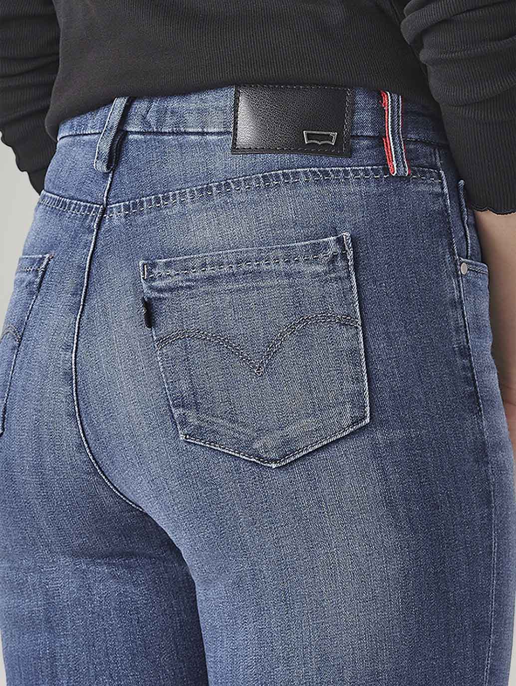 Women's 725 Blue Bootcut Fit High Rise Redloop Jeans - Detail View