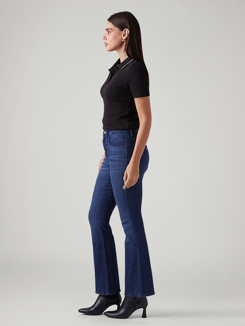 Women's 725 Blue Bootcut Fit High Rise Redloop Jeans - Side View